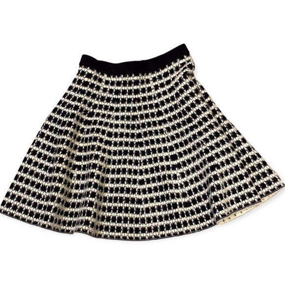 Olivia & Grace Fit and Flare Black and White Fuzzy Skirt - Picture 3 of 7